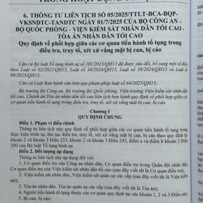 Sách Bộ Luật Tố Tụng Hình Sự năm 2015 sửa đổi, bổ sung năm 2021, 2025 và Các Văn Bản Hướng Dẫn Thi Hành (V2594D)