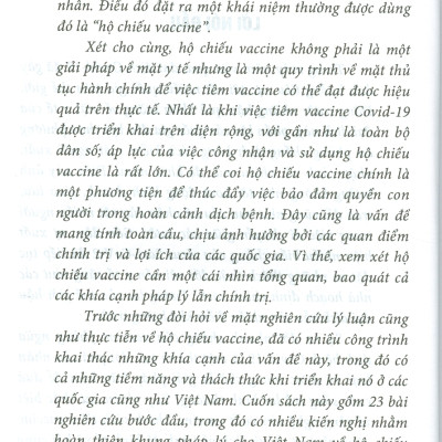 Một Số Vấn Pháp Lý Về Hộ Chiếu Vaccine (Sách chuyên khảo)