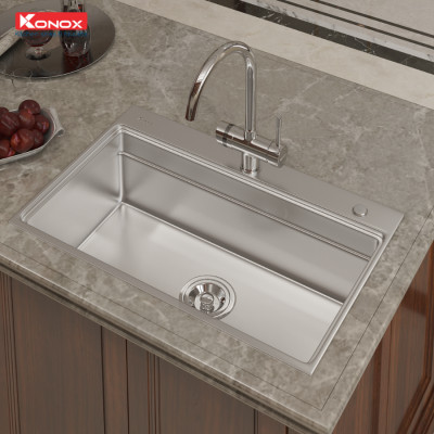 Chậu rửa bát Konox, Overmount Series, Model KN7548SO, Inox 304 cao cấp, 750*480*230mm, Hàng chính hãng