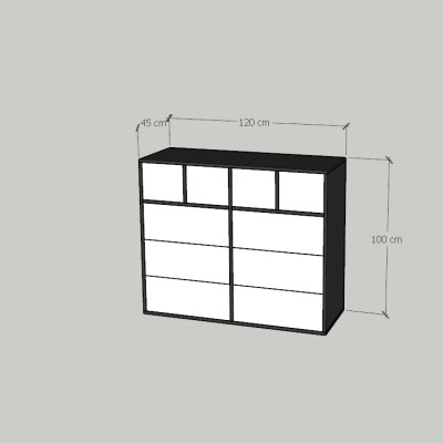 HAPPY FURNITURE , Tủ lưu trữ 10 ngăn kéo - KALA, THK_302 , 120cm x 45cm x 100cm DxRxC