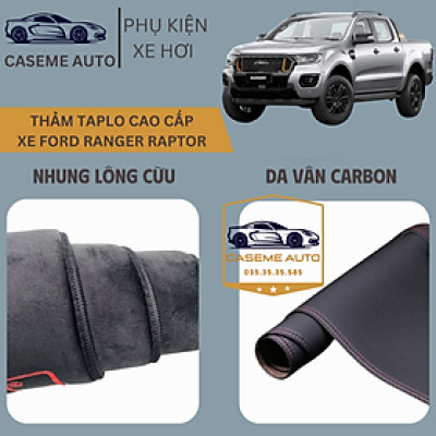 [FORD RANGER RAPTOR] Thảm Taplo 3 Lớp Dành Cho Xe FORD RANGER RAPTOR, Nhung Lông Cừu Và Da Vân Carbon Cao Cấp - Hàng Chính Hãng