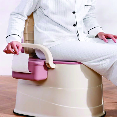 Tolet, Bồn cầu di động cao cấp có tay vịn, tựa lưng đệm, có hộp giấy, siêu chịu lực dành cho trẻ em, người già, phụ nữ sanh BH 1 năm HÀNG CHÍNH HÃNG ( màu ngẫu nhiên)