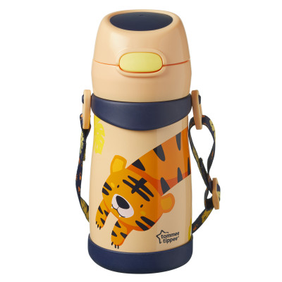 Bình uống nước Inox giữ nhiệt có ống hút và quai treo cho bé Tommee Tippee 350ml từ 18 tháng