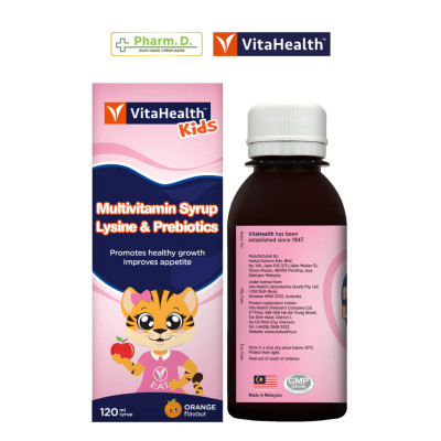 [SALE 70% DATE GẦN]Siro VITAHEALTH Multivitamin Syrup Lysine & Prebiotics Bổ Sung Vitamin Cho Trẻ Em Biếng Ăn, Táo Bón (120ml)