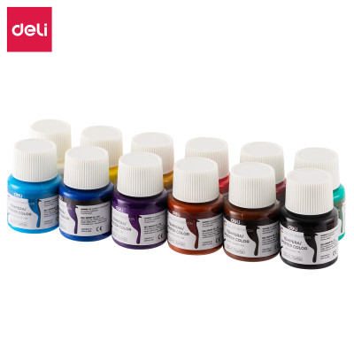 Set màu nước hũ Goat Gouache bộ màu nước pha sẵn 12 lọ 25ml kèm cọ Deli - Chất siêu mịn, dễ dàng trộn pha màu - Phù hợp học sinh, sinh viên mỹ thuật DIY - EC14