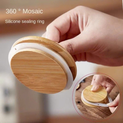 Hộp Đựng Thực Phẩm Có Thìa, Bảo Quản Nhà Bếp, Nắp Gỗ Bền Chống Ẩm, Nắp Thủy Tinh Kín Khí - Hộp Hạt Cà Phê Đậu - HÀNG CHÍNH HÃNG MINIIN