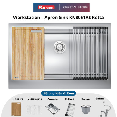 Chậu rửa bát inox 1 hố KONOX Workstation Sink – Apron Sink KN8051AS Retta
