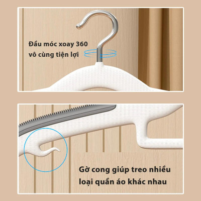 Combo 10 Móc Treo Quần Áo Chống Trượt Biến Dạng Quần Áo, Móc Áo Nhựa Cao Cấp Chịu Tải Lớn