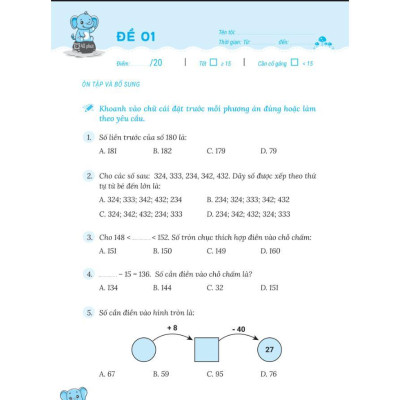 Sách - 50 Đề Tăng Điểm Nhanh Toán Lớp 3 - MCBooks