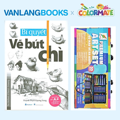 Sách Bí Quyết Vẽ Bút Chì + Bộ Màu Vẽ Đa Năng Hộp Giấy M55 - Vanlangbooks x Colormate