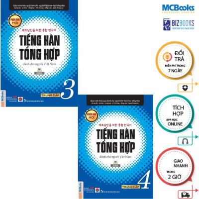 Sách - Tiếng Hàn Tổng Hợp Dành Cho Người Việt Nam - Trung Cấp 3 + 4 - Sách Bài Học - Bản Đen Trắng - Combo 2 Cuốn - MCBooks