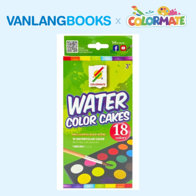 Sách Học Vẽ Tranh Màu Nước + Bánh Màu Nước Dạng Nén 18 Màu - Vanlangbooks x Colormate