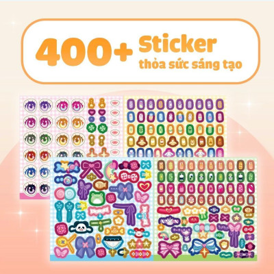 Sách Tiệm làm Nail - Công chúa Hoạt Hình (400+ stickers dễ thương) - Sách bóc dán sticker cho bé gái - Megabook