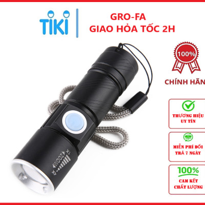 Đèn Pin Mini Có Zoom Siêu Sáng Đầu Sạc Usb Hợp Kim Nhôm - Chính Hãng 