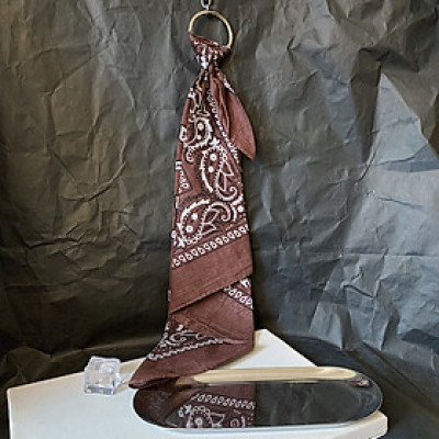 Khăn cotton bandana turban XO cá tính tặng khuyên tròn và móc treo 54x54cm