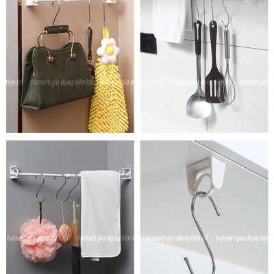 Giá Đỡ Thanh Treo Rèm Dán Góc Tường Xoay 360 Hamart Móc Vòng Tròn Siêu Dính Cố Định Đa Năng