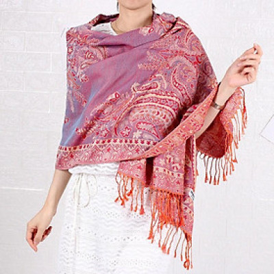 KHĂN CHOÀNG CỔ PASHMINA THỔ CẦM HOA HỒNG 09