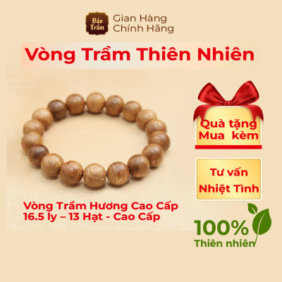  Vòng Trầm Hương 16.5 ly – 13 Hạt – Cao Cấp | Bảo Trầm – Trầm Tự Nhiên Nguyên Khối, Hương Trầm Đậm – Phong Thủy Hộ Thân