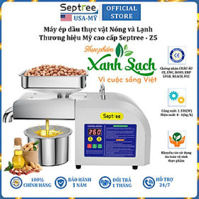 Máy ép dầu ăn thực vật Nóng và Lạnh thương hiệu Mỹ Septree Z5 - Công suất 1100W - Hàng chính hãng (BH 1 NĂM)