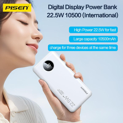 Sạc Dự Phòng Pisen Pro - Power Cube 22.5W 10500mAh - Màu Đen