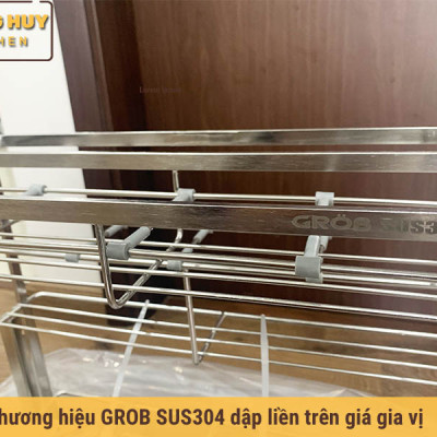 Giá gia vị inox 304 cho tủ bếp bảo hành vĩnh viễn han gỉ 3 tầng để đồ
