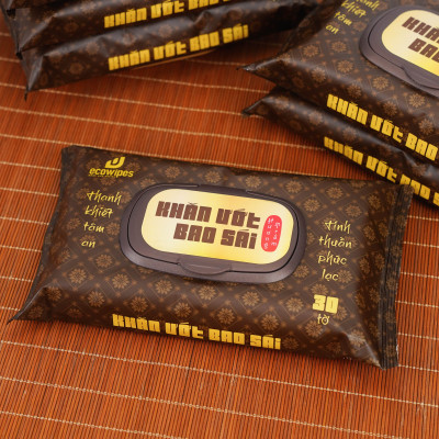 Khăn ướt bao sái lau bàn thờ EcoWipes gói 30 tờ hương Trầm