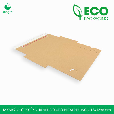MXNK2 - 18x13x6 cm - 100 hộp carton đóng hàng xếp nhanh có keo niêm phong - Hộp gói hàng, hộp quà