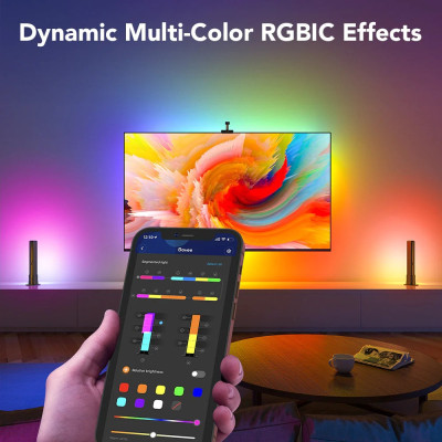 Combo Đèn LED dây đổi màu theo màn hình và Thanh đèn led RGBIC Govee Dreamview TV Backlights T1 Pro H605B (55-65")