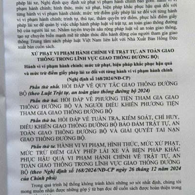 Sách Xử Phạt Vi Phạm Hành Chính Về Trật Tự, An Toàn Giao Thông Trong Lĩnh Vực Giao Thông Đường Bộ theo Nghị định 168/2024/NĐ-CP (V2559T)