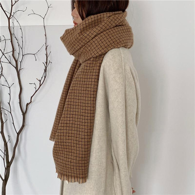 Khăn choàng - Khăn len quàng cổ cho nữ mềm và ấm, họa tiết kẻ caro phong cách Hàn Quốc cổ điền thời trang