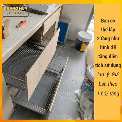Giá xoong nồi inox 304 nan dẹt cho tủ bếp bảo hành vĩnh viễn han gỉ