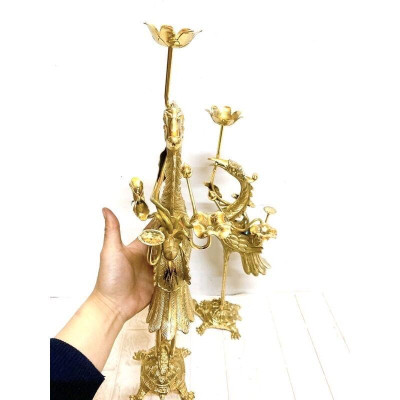 ĐÔI HẠC ĐỒNG CAO 52 CM NẶNG 4 KG CHẤT LIỆU BẰNG ĐỒNG