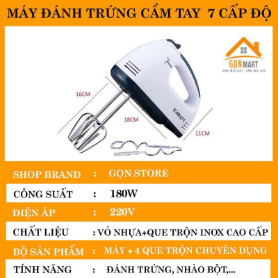 Máy Đánh Trứng Cầm Tay Scarlet 7 Tốc Độ - Phới Đánh Trứng Công Suất 180W ( Tặng Kèm 2 Phụ Kiện )