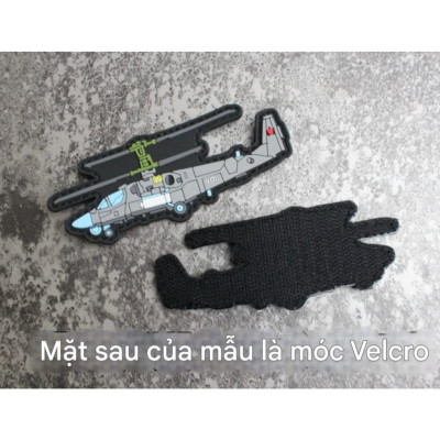 Patch_velcro cao su PVC hình máy bay và trực thăng dán ba lô_túi xách