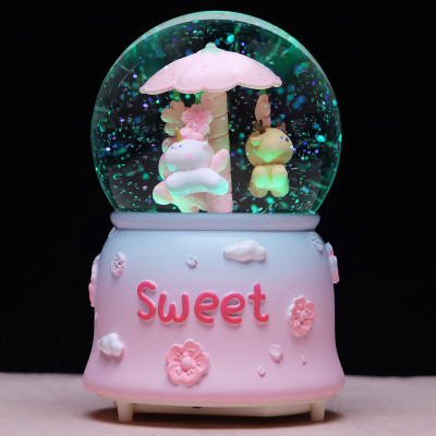 Hộp Nhạc Cầu Tuyết Hoa Đào Sakura Animal Có Nhạc Quà Tặng Trang Trí_ Hàng Chính Hãng