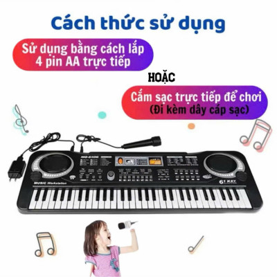 Đàn Điện Tử 61 Phím Kèm Mic Cho Bé Quà Tặng Giáo Dục Cho Trẻ - HÀNG CHÍNH HÃNG MINIIN