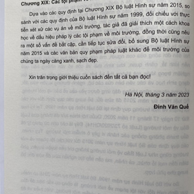 Bình Luận Bộ Luật Hình Sự Năm 2015 - Phần Các Tội Phạm Chương XIX  Các Tội Phạm Về Môi Trường
