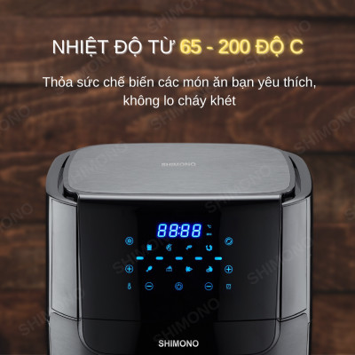 Nồi Chiên Không Dầu SHIMONO SM-AF1086T 10L 1800W Cao Cấp Tiêu Chuẩn FDA Hoa Kỳ, LFGB Đức Tặng Kèm Trọn Bộ 9 Phụ Kiện Hàng Chính Hãng