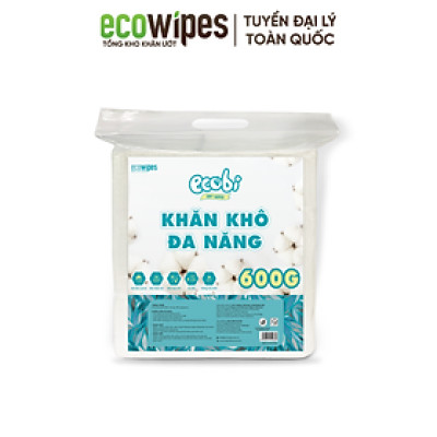 Combo 03 túi Khăn khô đa năng EcoWipes cho bé 600/900G không chất huỳnh quang không mùi không parabens