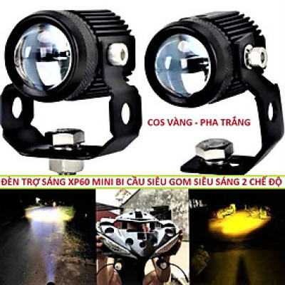 Đèn Trợ Sáng Xe Máy XP60 – Pha Trắng Cốt Vàng, Loại Xịn Chống Nước 100%