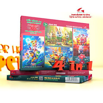 Xếp hình A4 (4 trong 1) Super_Hero_Pet ( Siêu Anh Hùng Thú Cưng)