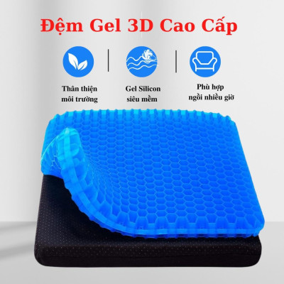 Đệm ngồi Gel 3D tổ ong thoáng khí, Chất liệu Silicon mát lạnh siêu êm - Hàng cao cấp chính hãng miDoctor