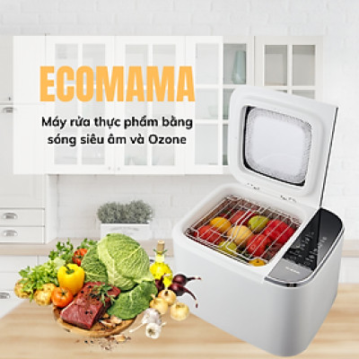 Máy rửa thực phẩm đa năng Ecomama dung tích 11L công nghệ Ozone và sóng siêu âm Công suất 65w - Hàng chính hãng