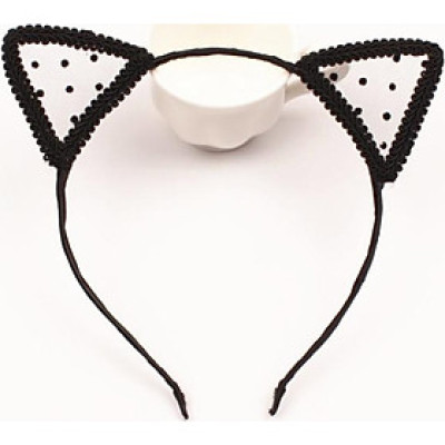 Cài tóc kiểu tai mèo ren đen