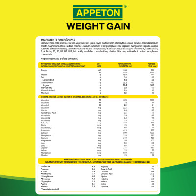 Sữa Appeton Weight Gain cho Người lớn hương Vanilla lon 900g