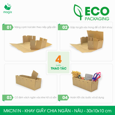 MKCN1N - 30x10x10 cm - 20 khay giấy carton chia ngăn - Khay đựng đồ linh kiện, văn phòng phẩm