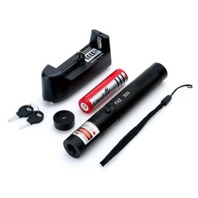 Đèn pin laser 303 siêu sáng gồm pin, sạc và khóa - Đèn lazer 303 tia Đỏ - Hàng chính hãng