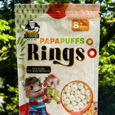 Bánh ăn dặm PAPAFOOD PAPAPUFFS RINGS - 100% Nguyên Liệu Hữu Cơ - Gói 50G