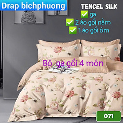 Bộ drap gối Tencel vải Hàn Quốc , đỉnh cao mát , mềm mại { drap và 3 áo gối}