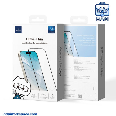 Kính cường lực siêu mỏng cho iP 17 hàng chính hãng WiWU Ultra Thin Wi-GT-010, kính màn hình HD trong suốt, chống trầy xước